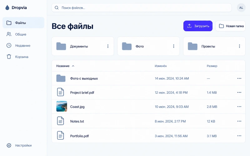 Кабинет Dropvia в окне Safari на macOS.